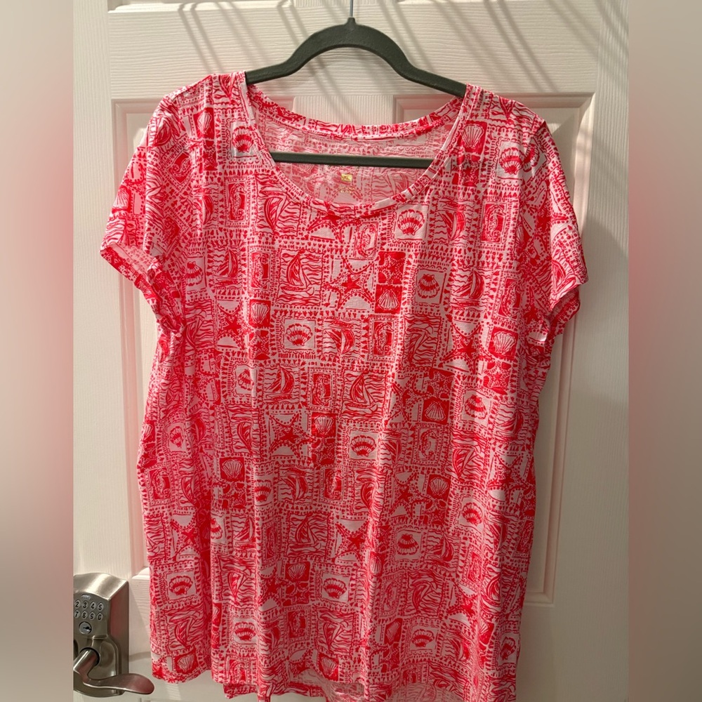 Lilly Pulitzer Pink Patterned Short Sleeve Top